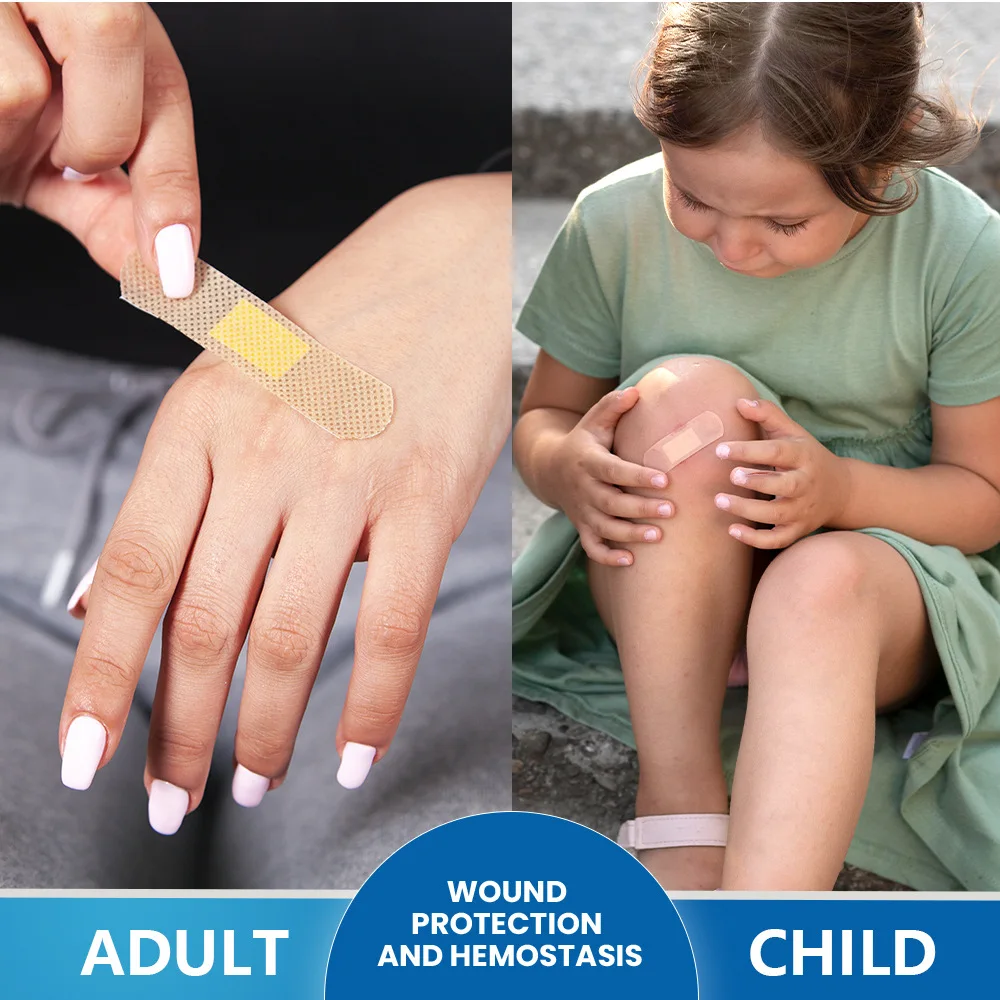 100Pcs/Set First Aid Band Aid Wound Dressing Patch Adhesive Bandages Nonwovens Breathable Plaster Skin Patch Sticking Plasters