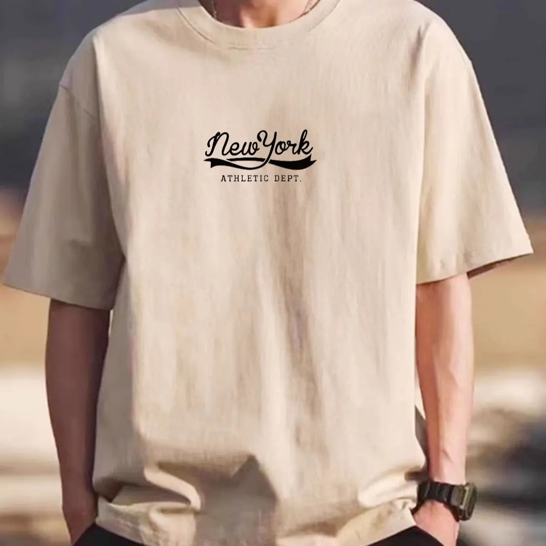

Men's New Summer Breathable Short Sleeved Casual Fashion slim Fit Loose Printing Top Round Neck T-shirt High-end Pure Cotton Fun