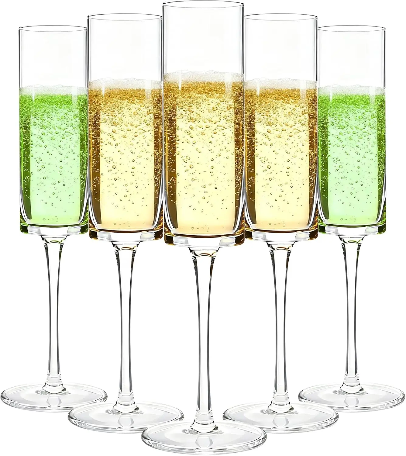 

12-Pack 6oz Clear Square Champagne Flutes, Shatterproof Disposable Wine Glasses for Wedding & Party