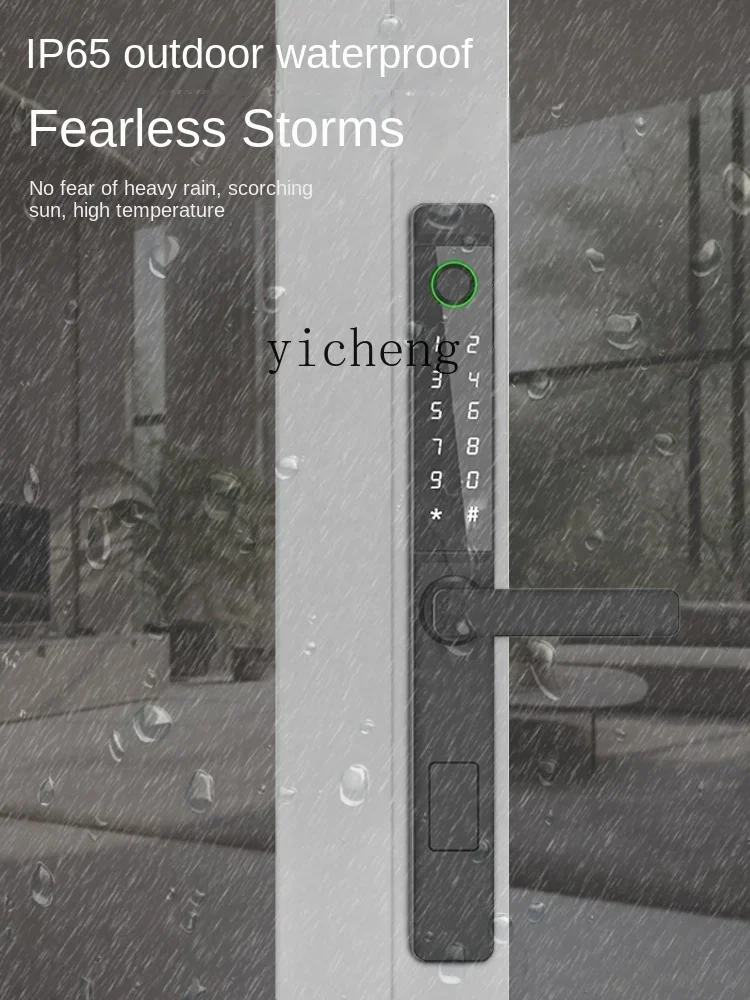 Fingerprint Lock Courtyard Door Plastic Steel Door Outdoor Password Lock Waterproof Sliding Gate Smart Lock