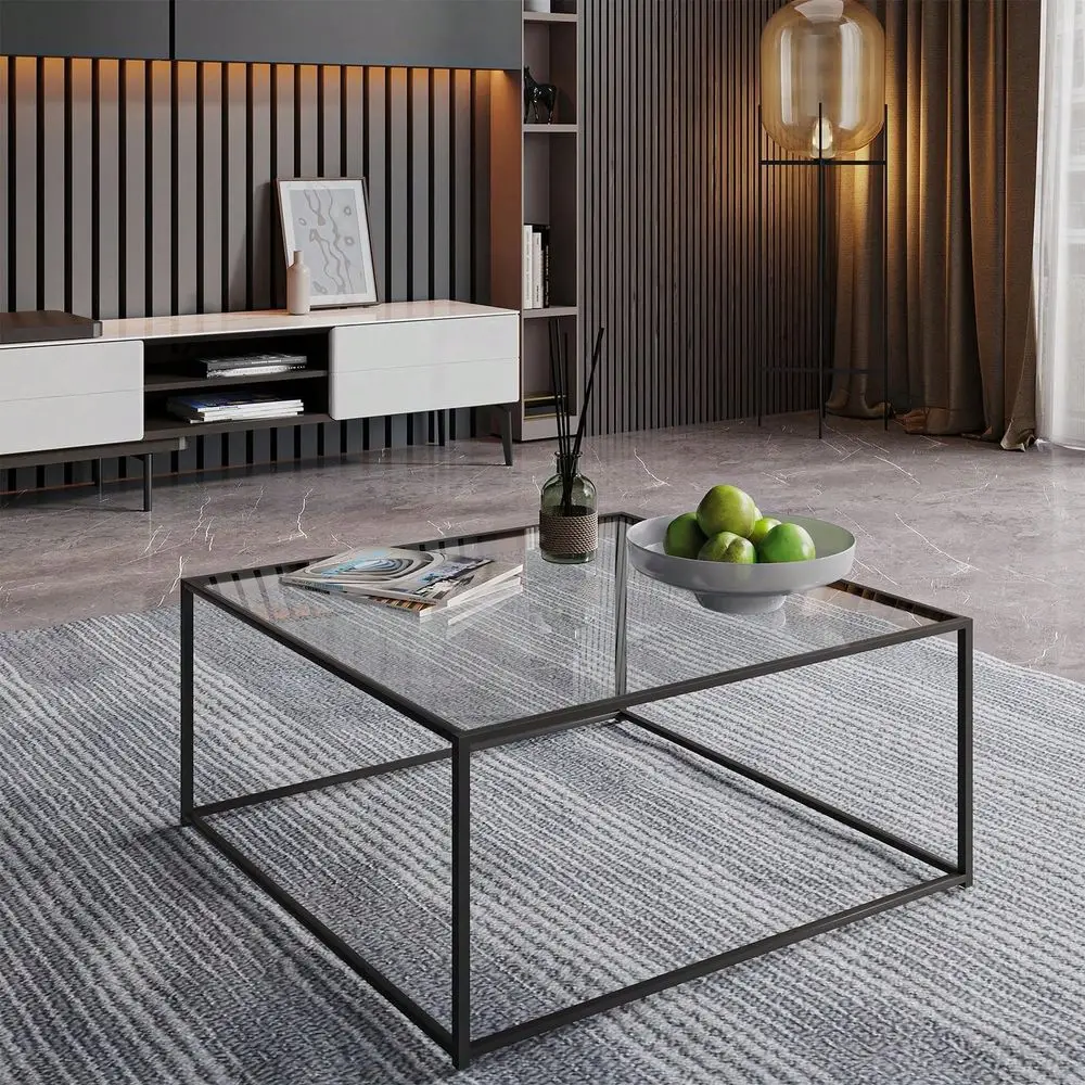 

Coffee Table Modern Center TableMinimalist Coffee Table Sofa Side Tea Table For Living RoomTempered GlassTop With Sturdy