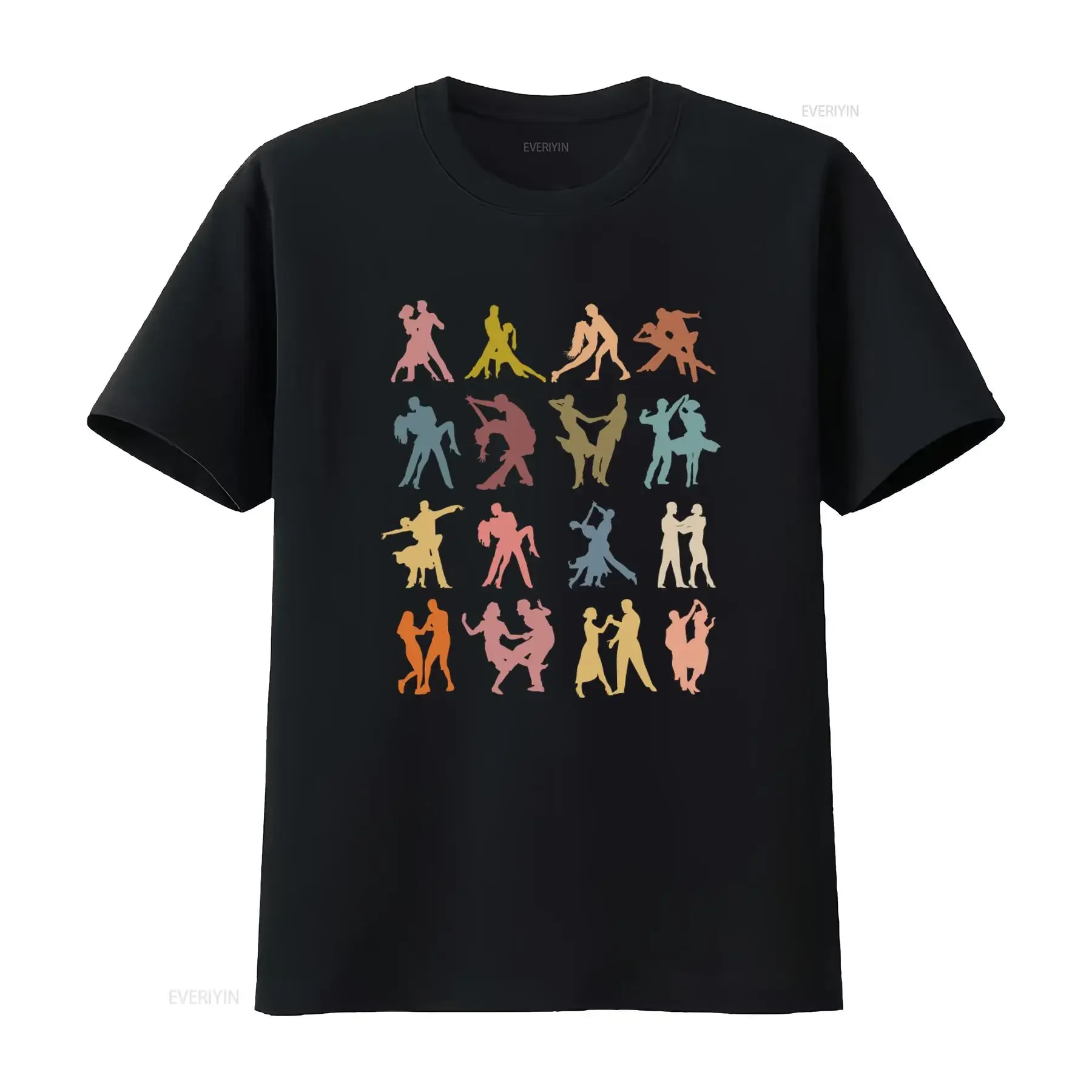 Stylish Dancer T Shirt with Salsa Rumba Merengue Tango Fashion Waltz Cha Swing Foxtrot Prints for Dance Lovers vintage Washed