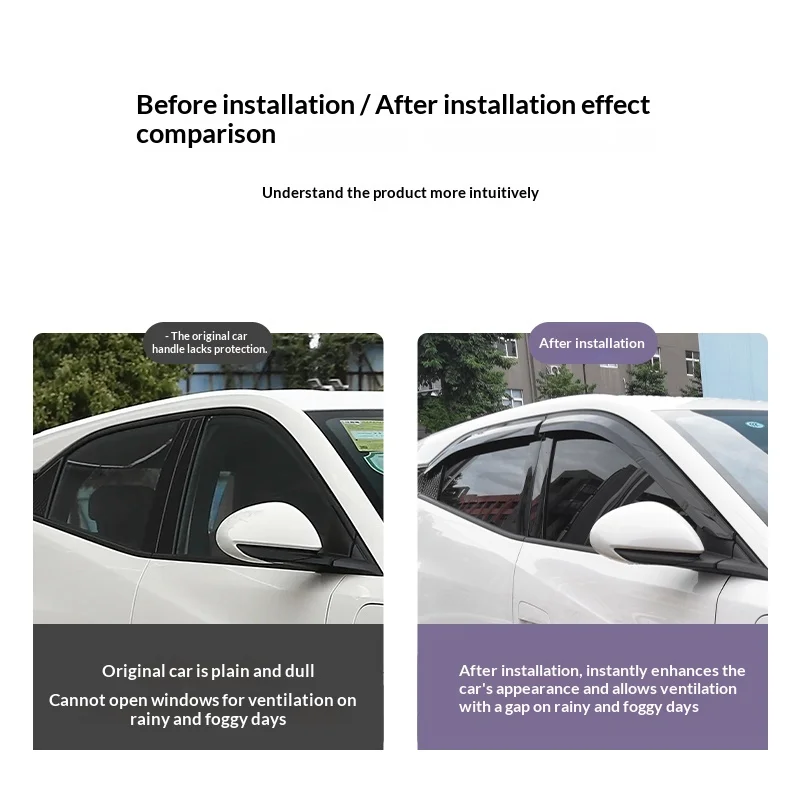 For Byd Dolphin Surf Dolphin Mini Car Window Visor Rain Guard Wind Deflector Glass Sun Shade Special Modification