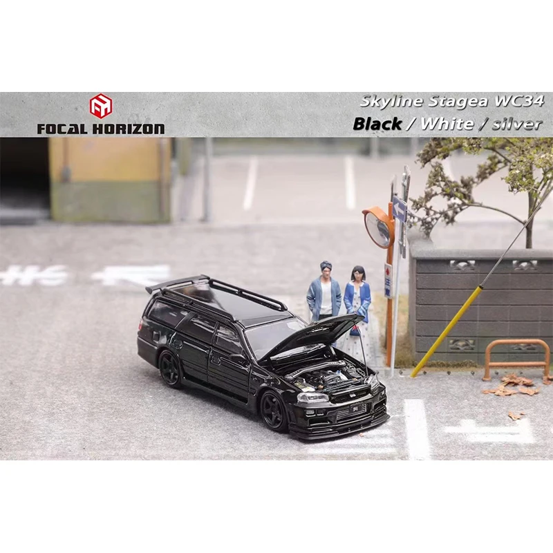 FH In Stock 1:64 Skyline GTR R34 Stagea WC34 Diecast Diorama Car Model Collection Miniature Toys Focal Horizon