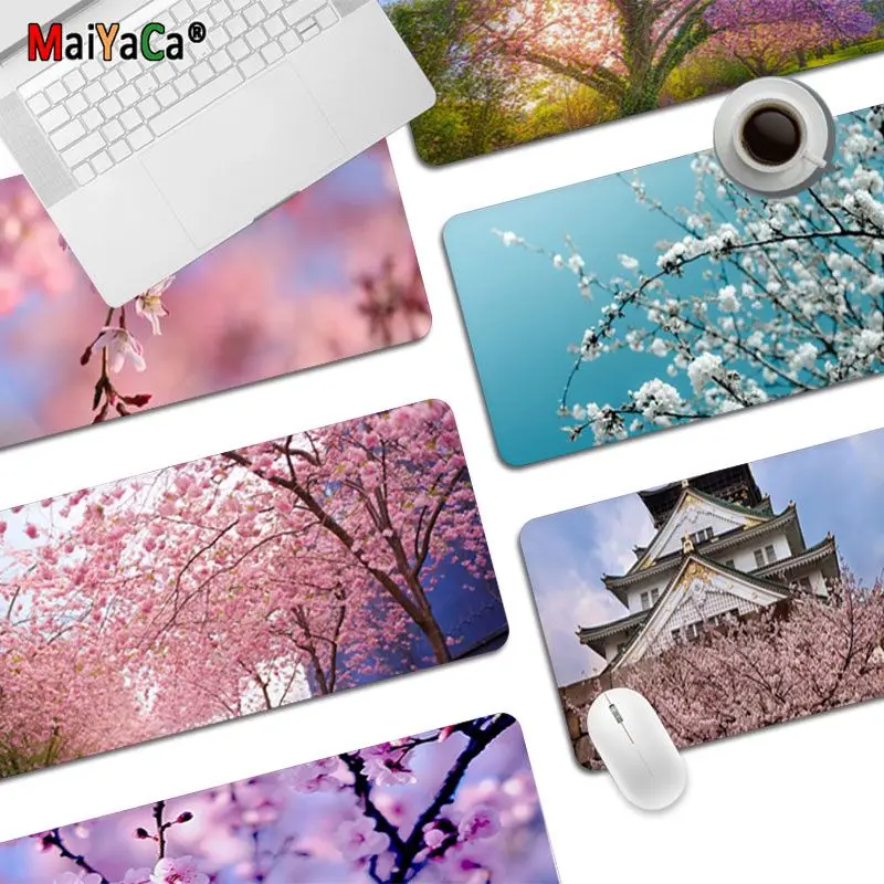 

Cherry Blossoms Non-slip Lockedge Office Student Gaming Thickened Large Pad Non-slip Cushion Mouse Pad For PC Gamer Mousemat