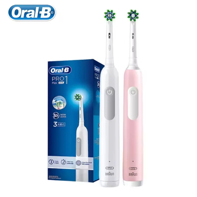 

Oral B Pro1 Max 3D Интеллектуальный контроль давления 4 режима работы Датчик Перезаряжаемая электрическая зубная щетка с бесплатными насадками