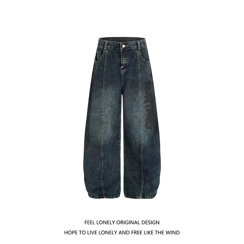 

YIBASHU винтажные широкие свободные джинсы Y2K 90-х годов женские мешковатые джинсовые брюки в стиле Харадзюку с высокой талией корейская уличная одежда синие ковбойские брюки