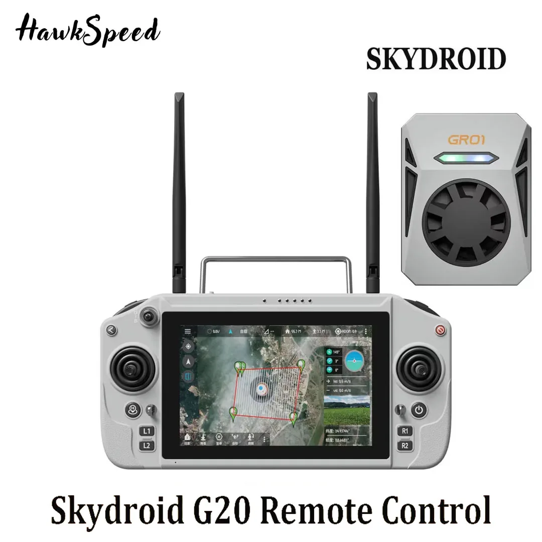 

Skydroid Rc G20 Пульт дистанционного управления с процессором 6 нм 2,4 ГГц/5,8 ГГц Двухдиапазонный 7-дюймовый дисплей высокой четкости Передача 30 км