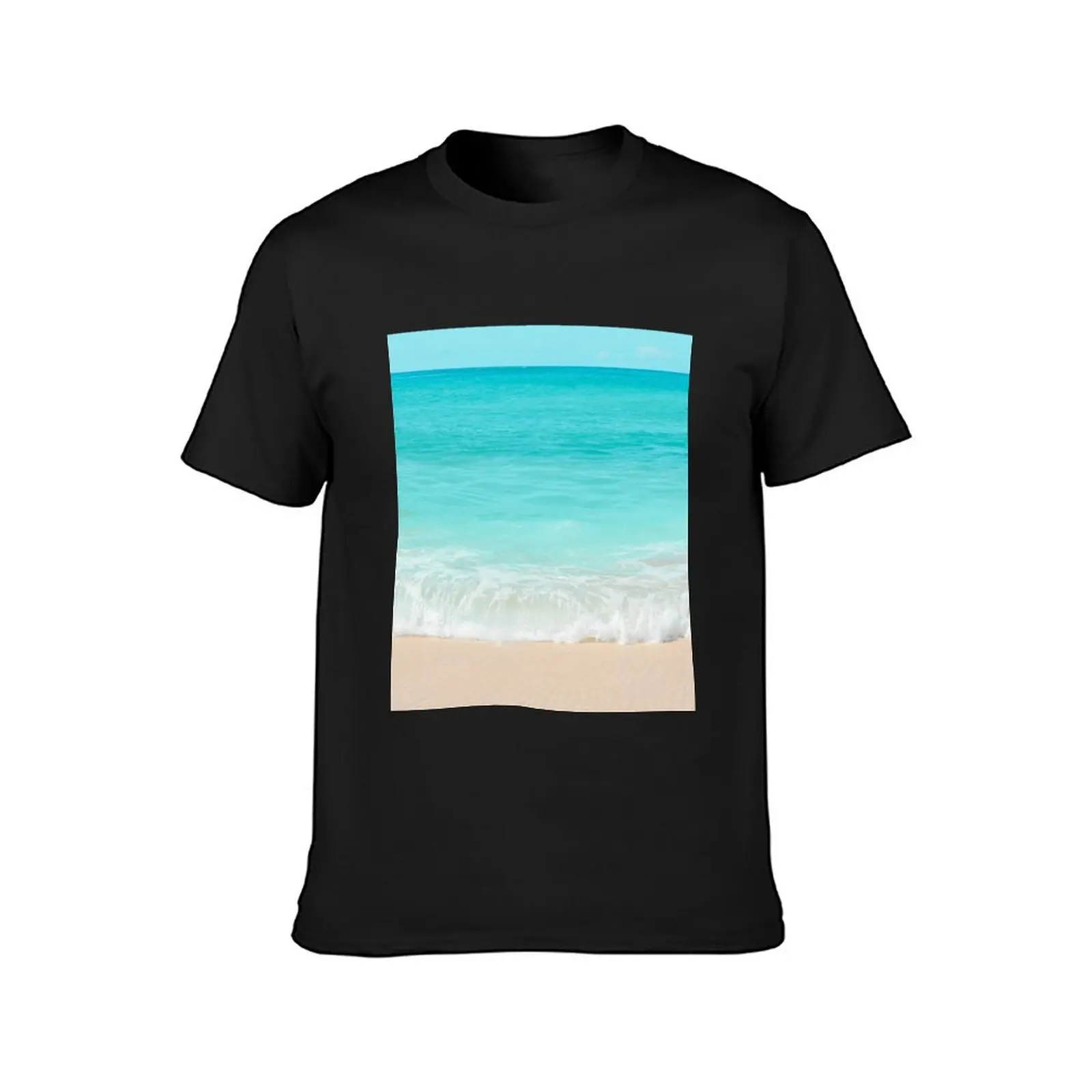 Bright Blue Calm Ocean Shore T-Shirt plus size tops kawaii clothes t shirts for men pack