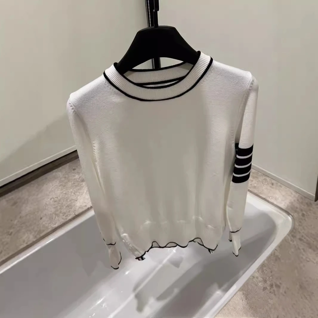 Chic 2024 Autumn New! Women's Waist Tie Knitted Sweater. Xiaobaiyang Minimalist Contrast. for Students in The UK