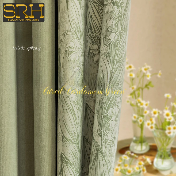 

Modern Chenille Splicing Curtains Blackout Living Room Bedroom Living Room Retro Light Luxury Hall Custom Jacquard Thicken Cloth