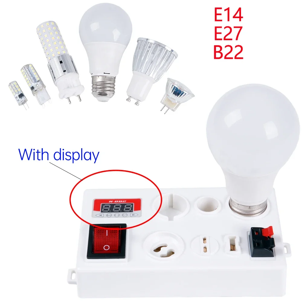 12 Port Led Bulb Tester E27 B22 E14 Lamp Bulb Multi-function Test Lamp Stand Bulb Socket with Protection Power Display