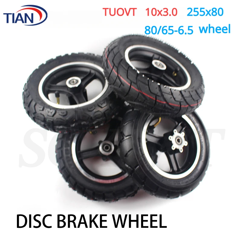 

10 Inch TUOVT Tire 10x3.0 255x80 80/65-6 Inner Tube Tyre + Disc Brake Hub for Speedual Grace10 Zero 10X Kugoo M4 Pro Wheel Parts
