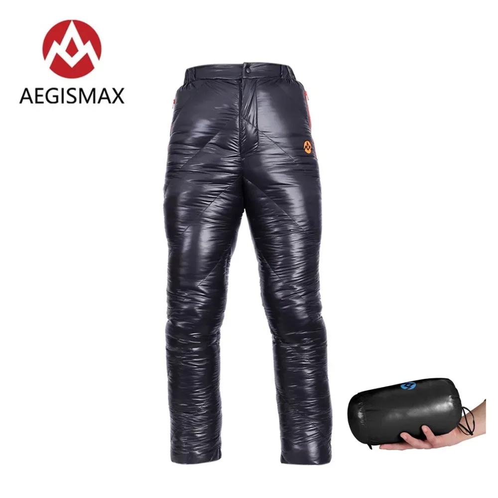 AEGISMAX Men Outdoor Camping Hiking Winter Warm Ultralight Goose Down Pants 800FP Waterproof Nylon Trousers Unisex