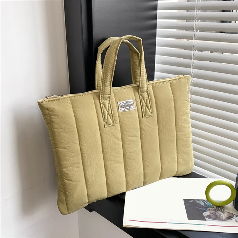 A23F-Casual Simple Pure Color Laptop Handbag Outdoor Office Travel Study Tablet PC Storage Bag For 15.6 Inch Laptop