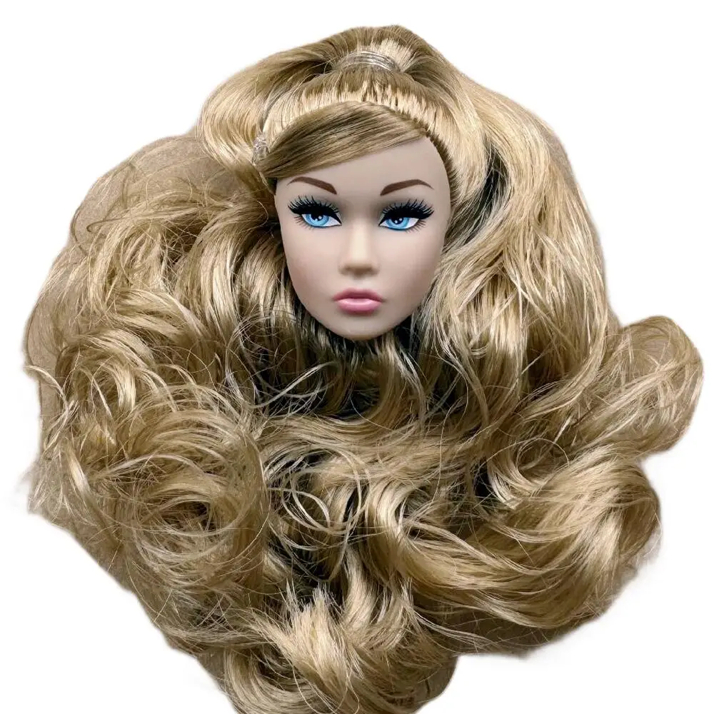 Vintage 1/6 PP Face Mold Doll Heads Fashion Doll Head With Pony Tail Hair Bang Make Up DIY Toy Parts Girls Birthday Gifts
