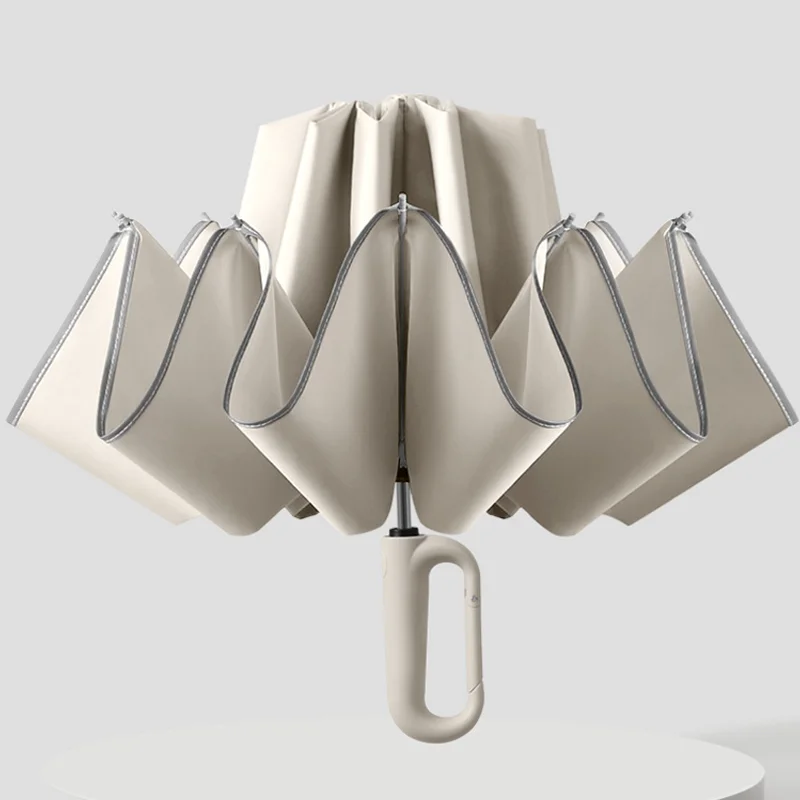 

Portable Reverse Folding Umbrella Windproof Umbrella for Men Women Fully Automatic Open/Close Umbrella with Reflective Stripe