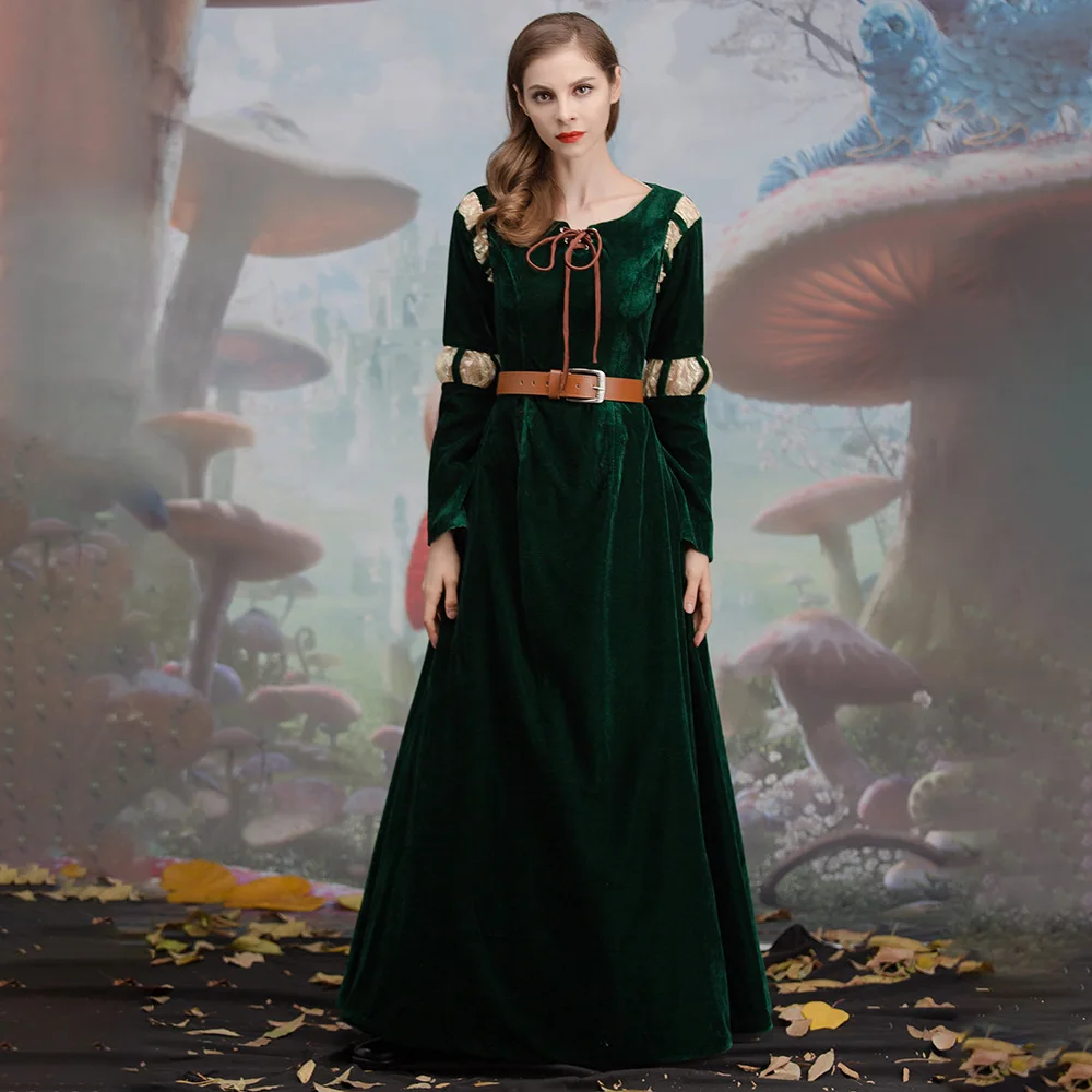 زي تنكري لشخصية فيلم الرسوم المتحركة الشجاعة، فستان محكمة الأميرة ميريدا، زي لعب مسرح الهالوين