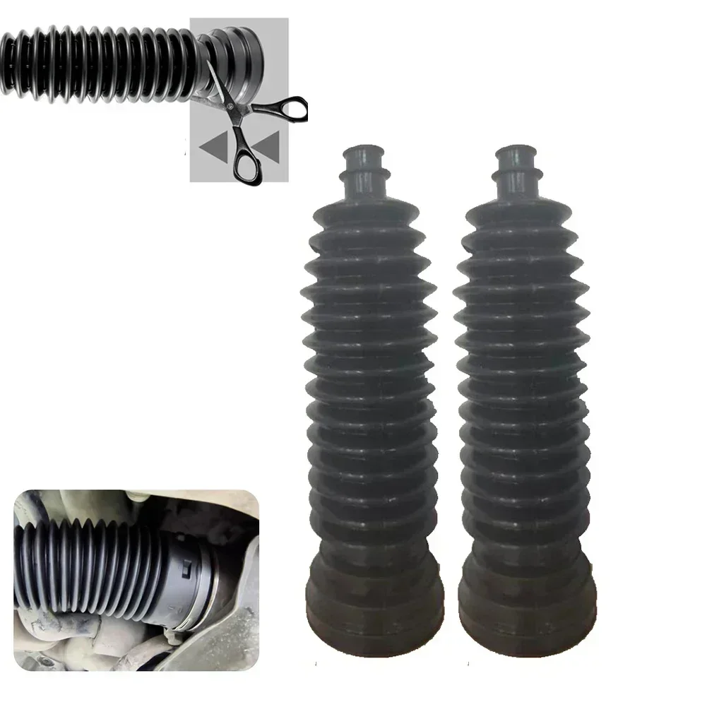 2PCS Rubber Tie Rod Boot Rack Pinion Boot Kit Stainless Steel Clamp +Cable Ties Gear Rod Cover Tie Rod Dust Cover Car Ball