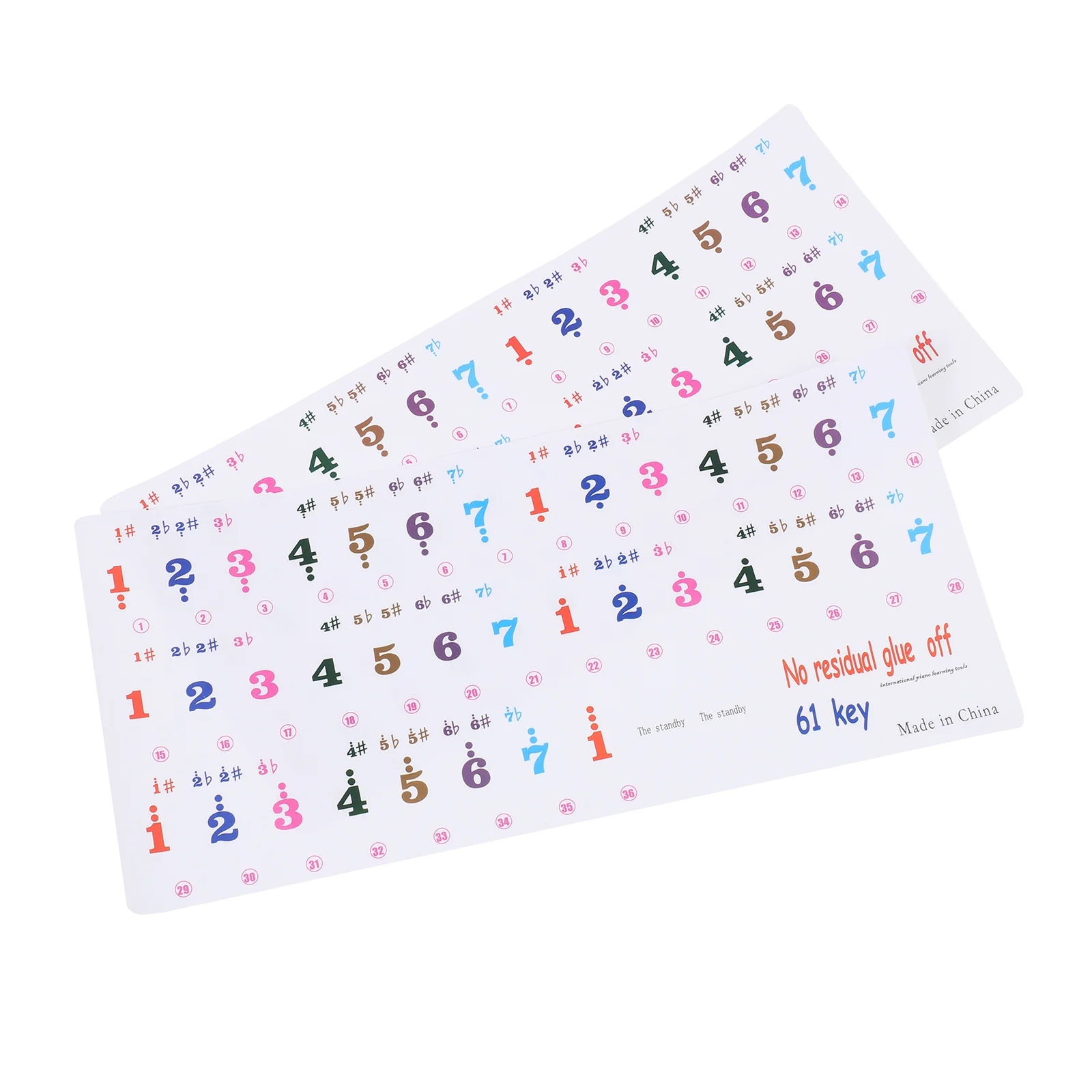 

2 Sheets Musical Keyboard for Adults 61 Stickers Keyboards Letter Practical Piano Decal Mi