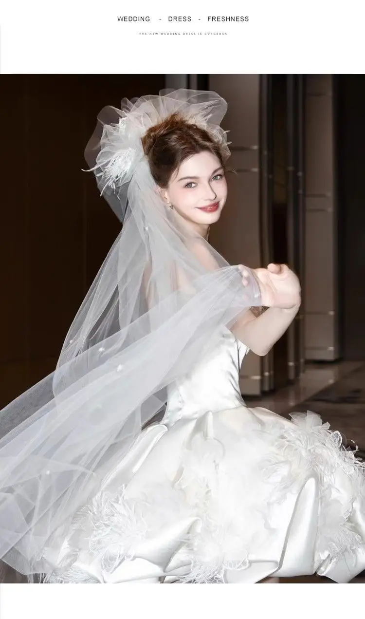 A8229 럭셔리 스트랩리스 파티 드레스 프롬 의상 스윗 메모리 프린세스 숏 볼 가운 화이트 드레스 여성 섹시 웨딩 드레스