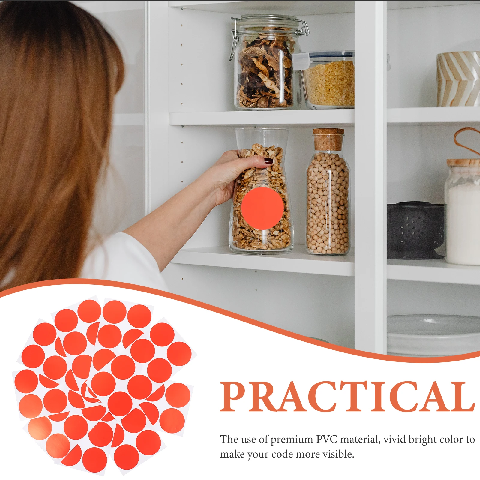 

20 Sheets Colorful PVC Round Stickers Adhesive Labels for Home School Office Reusable Containers Bright Colors Self Adhesive