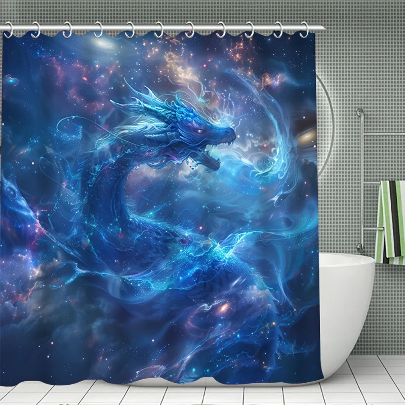 1/4pcs Fantasy Ice Dragon Shower Curtain Set, Decorative Bathroom Set Includes Waterproof Shower Curtain, Non-slip Floor Mat, To