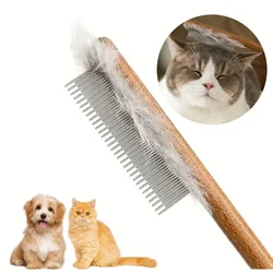 1Pc cat hair removal comb float hair removal smooth brush with wooden handle, for dog and cat grooming tools