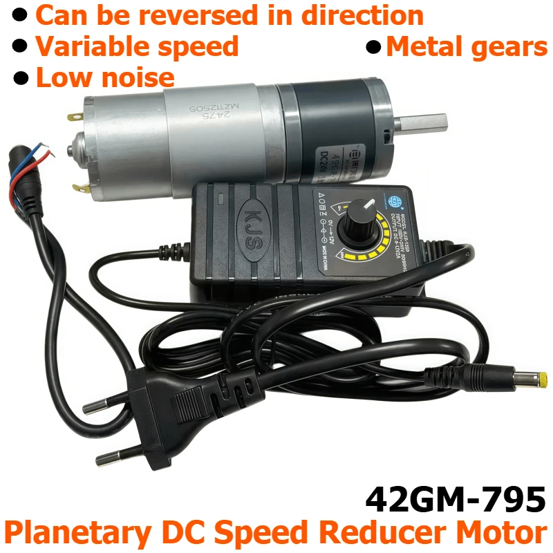 42GM-795 planetary reduction motor, with adjustable power supply, power cord for motor 24V