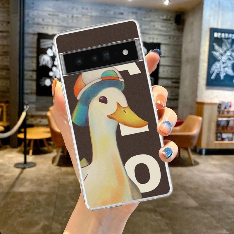 Cartoon Cute Goose Game Phone Case Cover for Google Pixel 9 8 7 6 5 4 XL Silicone 7A 6A 5A 4A 3A XL Pro 5G Transparent Shell Bag