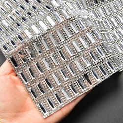 crystal 5x15 rhinestone applique trim strass mesh bridal beaded banding 24x40cm/roll iron on/sewing clothes bag shoe decoration