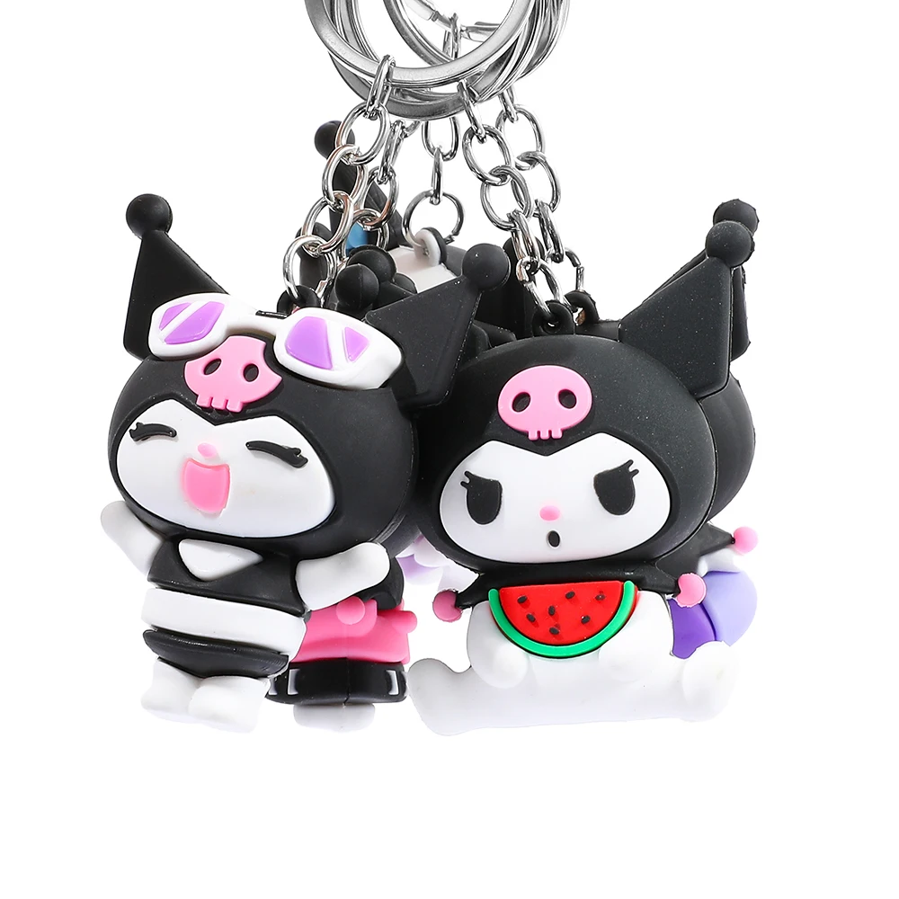 5 STKS Sanrio Cartoon Kuromi Sleutelhanger Leuke Siliconen Sleutelhanger Autosleutel Decoratieve Hanger is het perfecte cadeau voor vrienden