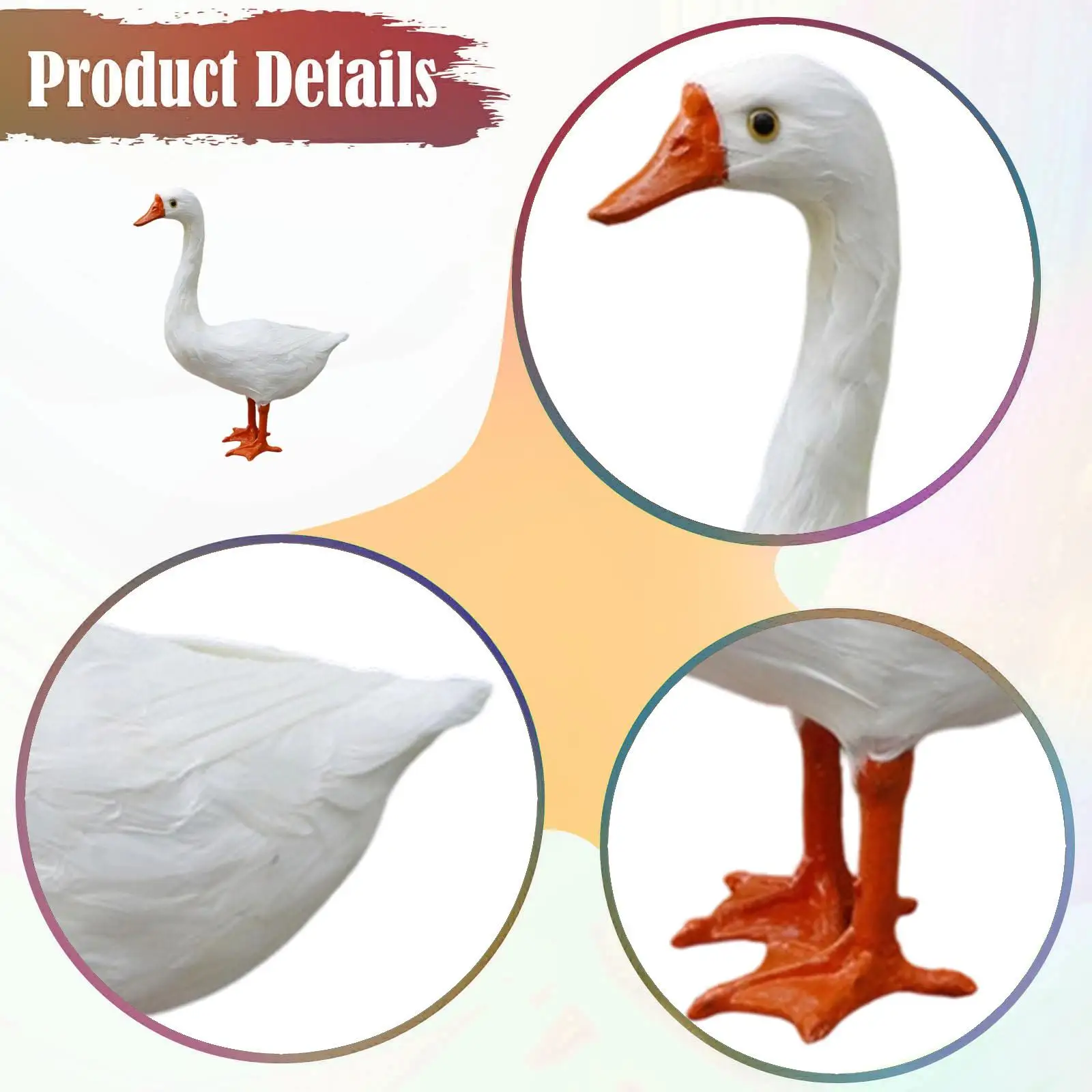 Simulation Goose Garden Figurine Weatherproof Feather Polyethylene Decorative Statue for Exterior Garden Decoration Outdoors