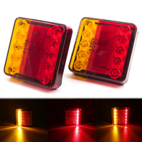 2Pcs 12V 24V Car 10 LED Tail Light Rear Stop Indicator Lamp Boat Trailer Rear Parts Trailer Truck Car Lighting Waterproof IP65