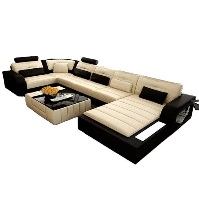 Modern luxury leather sofa set hot sale new apartment living room furniture