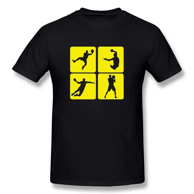 Men's Summer Fashion Handball T-Shirt Cotton Short Sleeve Customizable Design Hand-Painted Unique Style Top for Men