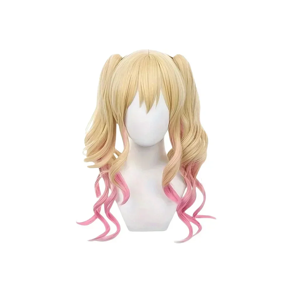 

Anime Synthetic Hair Tenma Saki Cosplay Wigs Long Gradient Curly Double Ponytails Role Play Props