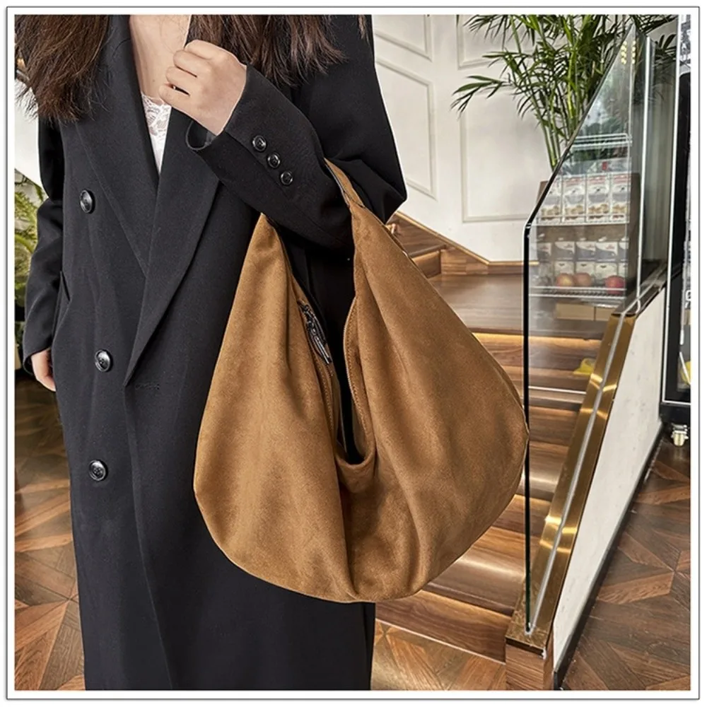 

Сумка-тоут из мягкой кожи из искусственной замши, однотонная сумка через плечо в винтажном стиле в форме полумесяца, черный цвет, качественный материал