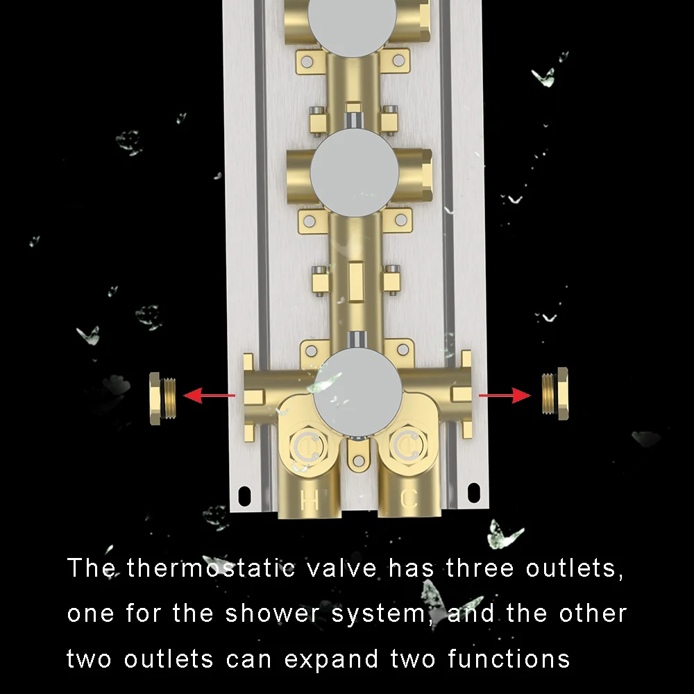 Imagem -04 - Grande Fluxo Termostática Escondido Maneiras Misturador do Chuveiro Montado na Parede do Chuveiro Controlador de Temperatura Válvulas Bronze