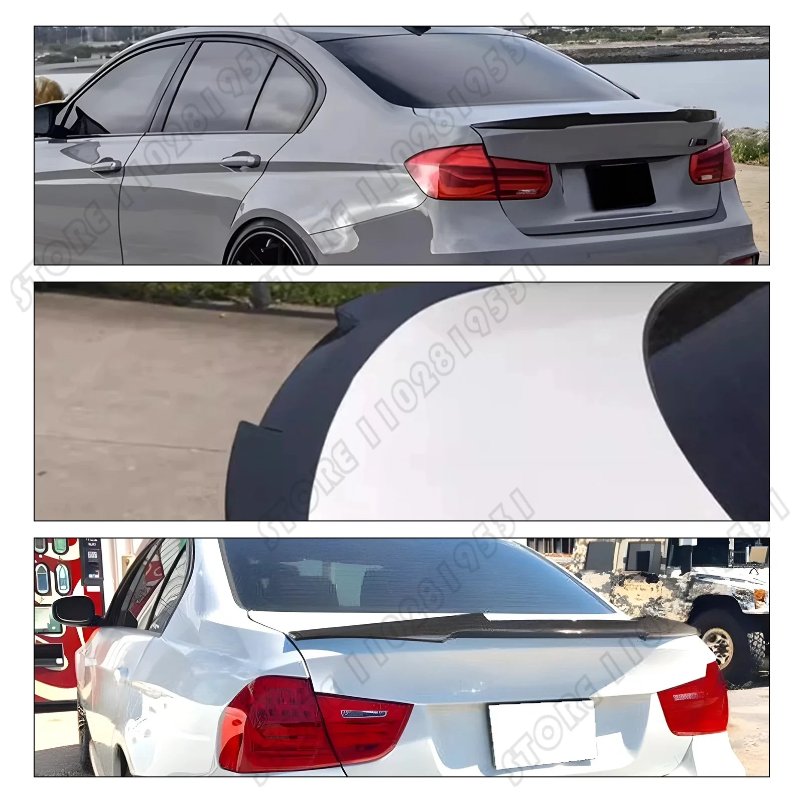 สปอยเลอร์หลังคาท้ายรถยนต์ BMW ซีรีส์ 3 E90 ปี 2005-2012 รุ่น 318 320 325 330 335 สีดำเงา / คาร์บอนไฟเบอร์ สไตล์ M3 M4 MP PSM CSL