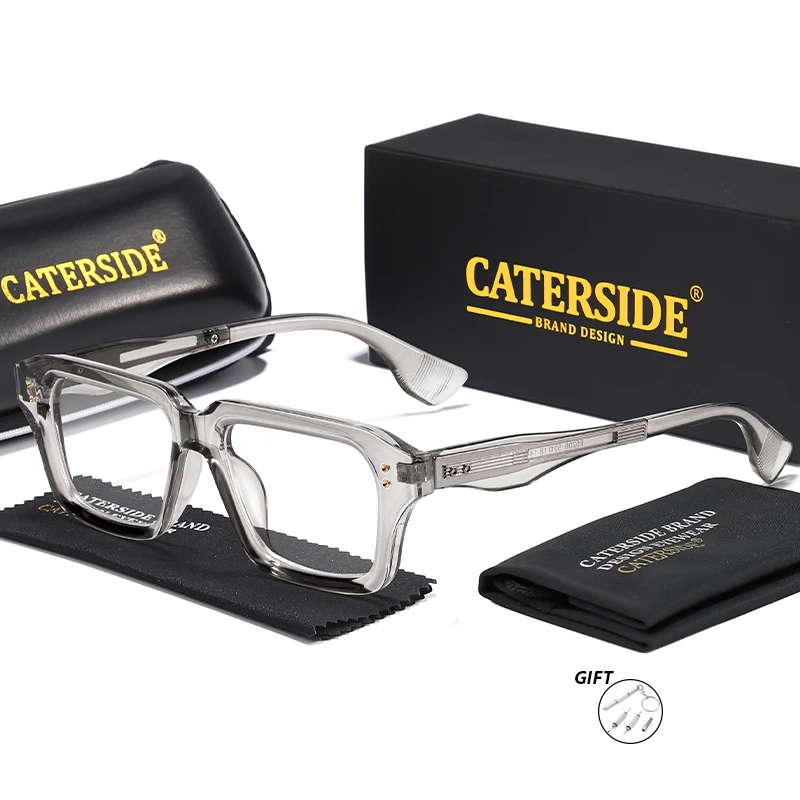CATERSIDE Fashion Men's Optical Eyeglass Brand Unique Temple Design Customized Prescription Glasses Women's Daily Eyewear