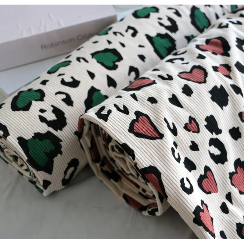 

Beautiful Color Leopard Print Flower Trend Corduroy Corduroy Clothing Fabrics Cloth DIY Chemical Fiber