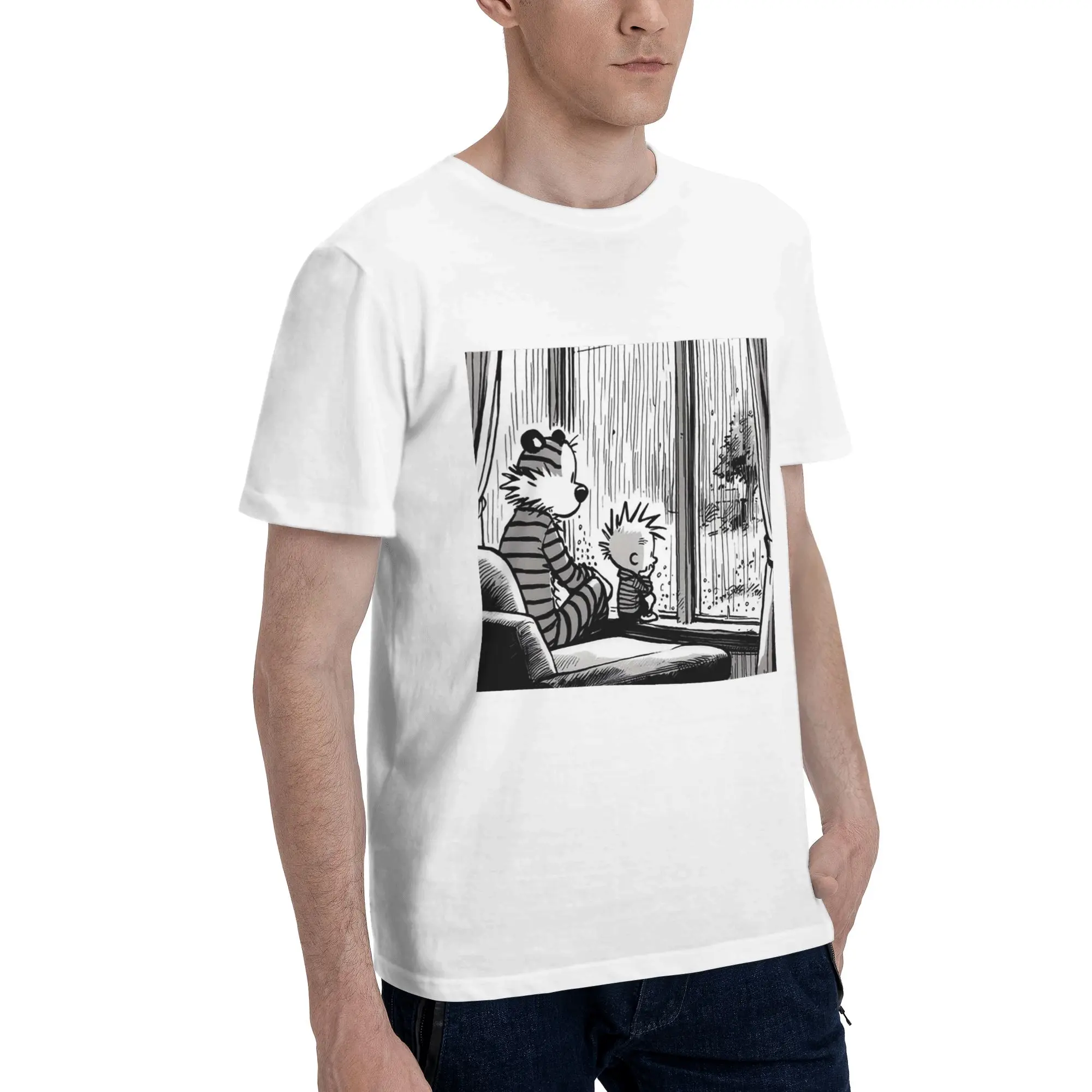 

Calvin And Hobbs Dance Classic Men T-Shirt Plus Size T Shirts Men's Round Neck Cotton Tees Short Summer Male