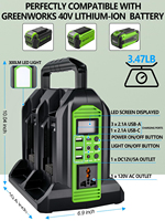 350W Power Inverter for Greenworks 40V Battery DC 40V to AC 110-120V Pure Sine Wave Battery Inverter Camping Travel Emergency