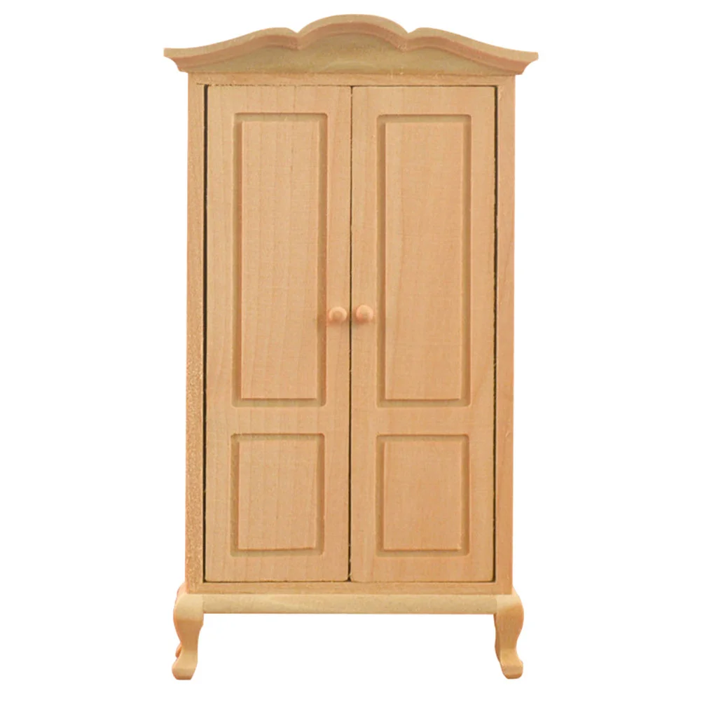 Wooden Miniature Wardrobe Model 1 12 Scale House Furniture Decor Easy Movement Cleaning Mini House Adornment