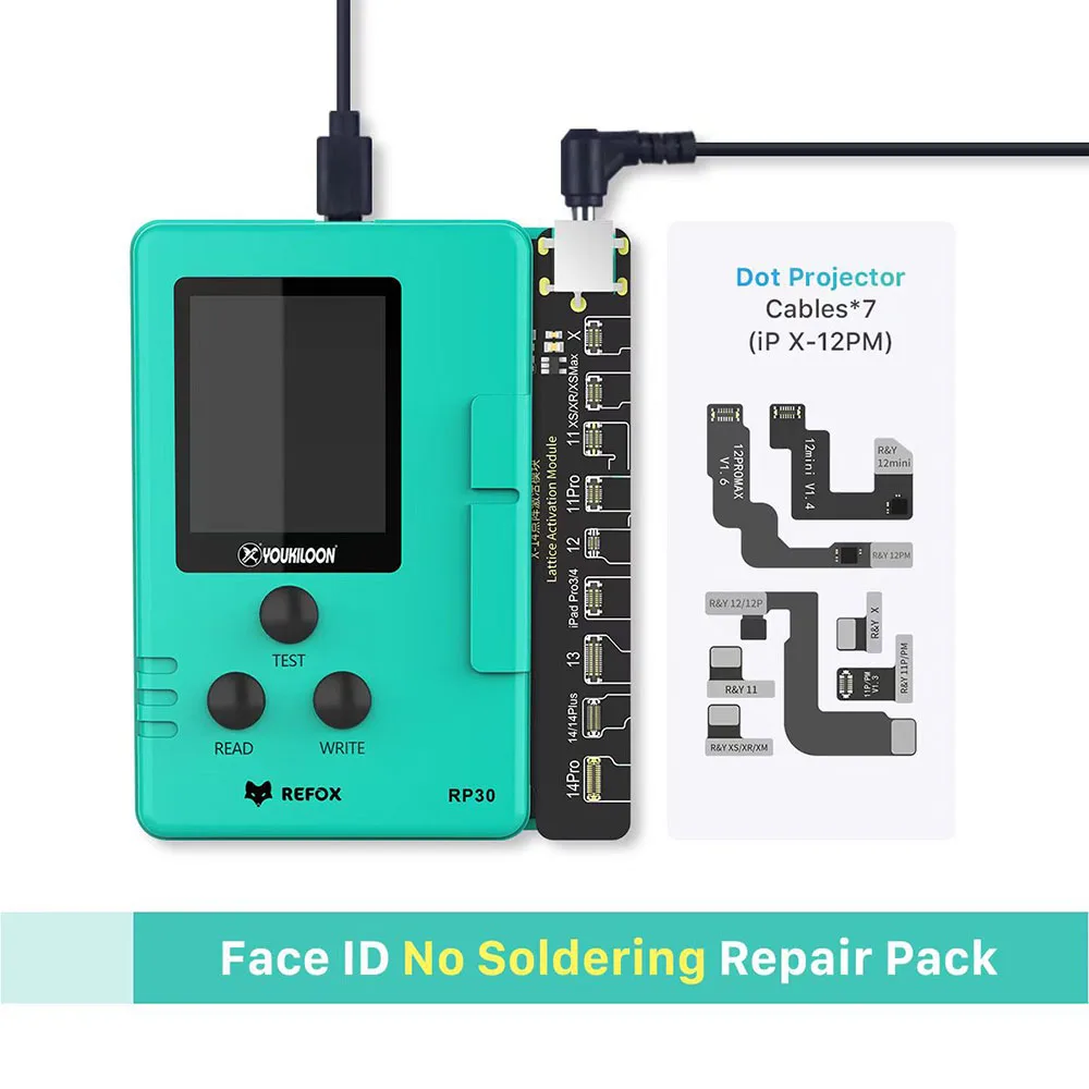 Refox RP30 True Tone/No Soldering Face ID/Battery Repair Programmer For iPhone 15 14 13 pro Dot Projector Detection Restore Tool