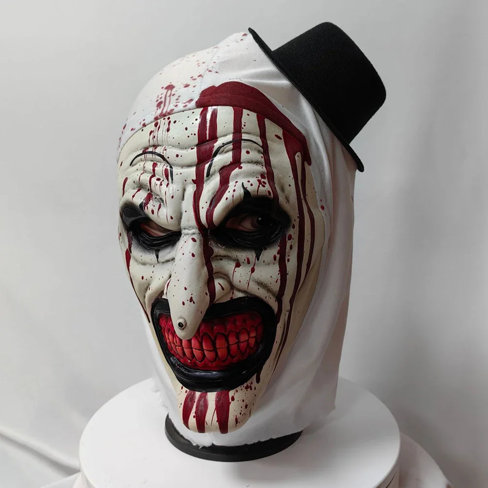 Horror Terrifier 3 Art The Clown Mask Cosplay, Joker Killer, Demon Skull, Latex Helmet, Halloween Carnival, Purim Party, Costume