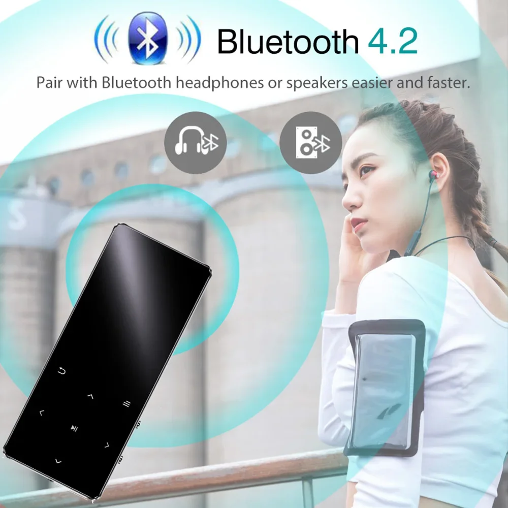 Portable MP3 Music Player with Touch key Built-in Speaker Bluetooth HiFi Video Recorder/Browser/E-book Sport For Walkman