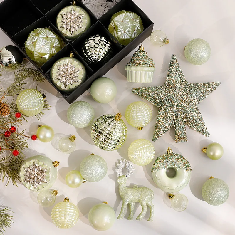 

Christmas Tree Hanging Decor Christmas Ornament Electroplate Ball Shaped Light Green Painted Christmas Ball Gift Christmas Decor
