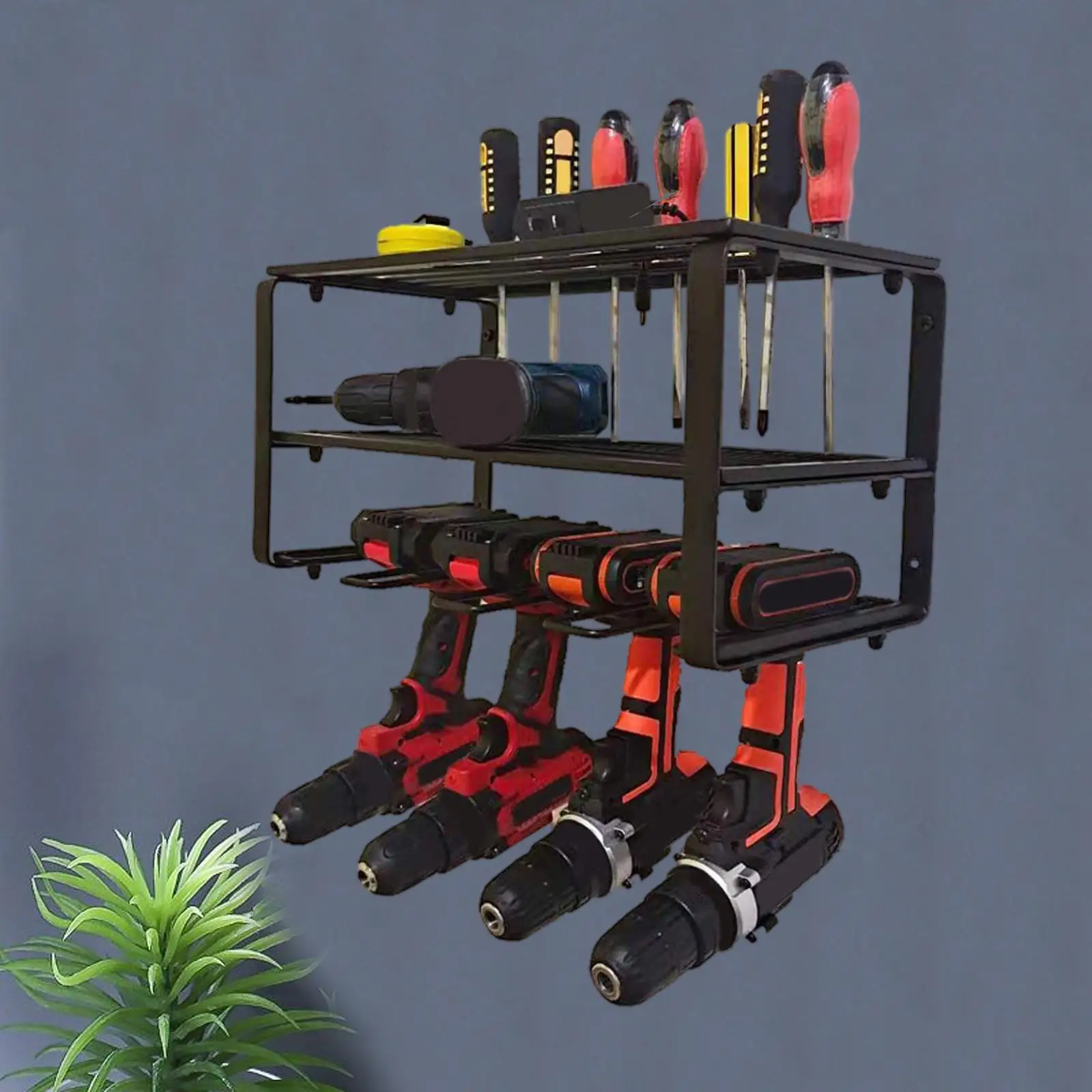 Electric Drills Racks Wall Mounted Metal Organizer Shelf Pegboard Tools Storage for Garage Workstation